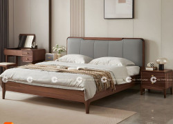Giường Ngủ Gỗ Sồi Tự Nhiên Bọc Nệm Đầu Giường