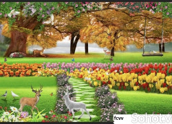 Tranh gạch 3d phong cảnh rừng cây - XZ322