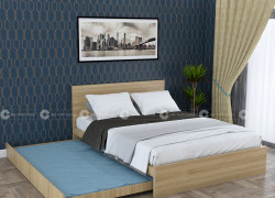 Giường Ngủ Bồng Con Gỗ Công Nghiệp Màu Vàng Vân Gỗ