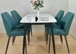 BỘ BÀN ĂN MẶT ĐÁ – 4 GHẾ NỆM KẺ SỌC SALA-12E / ECO 21A-P