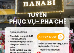 TUYỂN NHÂN VIÊN PHA CHẾ – PHỤC VỤ QUẦY BAR
