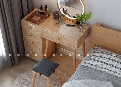 Bàn Trang Điểm Gỗ Sồi Phủ Sơn Thanh Lịch, Đa Năng