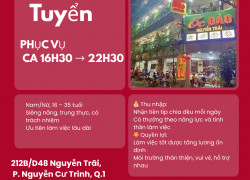 TUYỂN NHÂN VIÊN PHỤC VỤ – CA CHIỀU 16H30 → 22H30