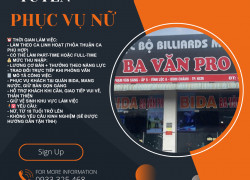 BA VĂN BIDA – TUYỂN GẤP NHÂN VIÊN PHỤC VỤ NỮ
