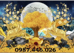 Tranh gạch men cây tiền lộc vàng HP9733