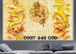 Gạch tranh 3d rồng vàng HP92722