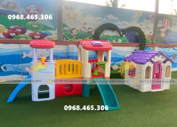 Nhà leo cầu trượt trẻ em, bộ cầu trượt ngôi nhà trẻ em