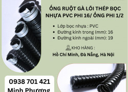 Ống ruột gà lõi thép bọc nhựa PVC phi 16/ Ống phi 1/2 Đà Nẵng, Hà Nội, Hồ Chí Minh