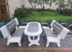 Bộ bàn ghế đá hình ovan - 0943246144