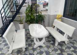 Bộ bàn ghế đá ovan một màu 0943246144