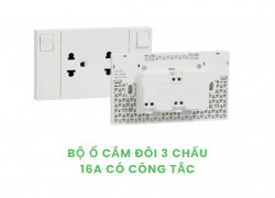 Bộ ổ cắm đôi 3 chấu 16A kèm công tắc Schneider M3T25_SIS_WE – AvatarOn A, màu trắng, lắp bắt vít