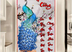 Tranh gạch men chim công HP283