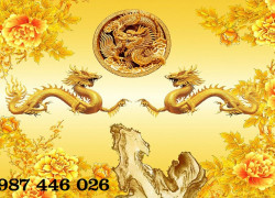 Gạch tranh ốp tường rồng phượng vàng HP8373