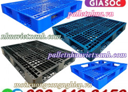 Pallet nhựa 1200x1000x150mm đan thanh màu xanh dương và đen