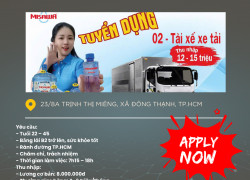 TUYỂN DỤNG – 05 TÀI XẾ GIAO HÀNG XE TẢI