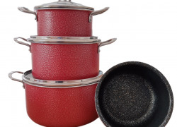 "Bộ 3 nồi NhômTitan đáy từ  Rainy nắp Kính 16/20/24 RN2588KTTD