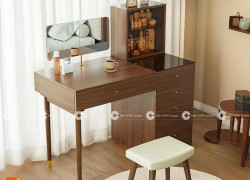 Bàn Trang Điểm Gỗ Công Nghiệp MDF Màu Nâu Trầm - BTD043