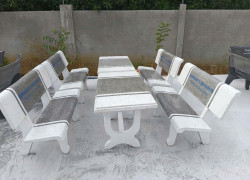 Bộ bàn ghế đá ngoài trời hai màu 0943 246 144