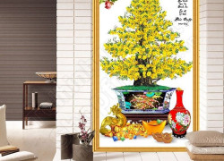 Tranh gạch 3d cây mai vàng - KDCX5