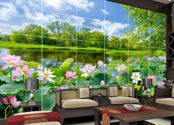 Tranh gạch 3d hoa sen - ALMN6