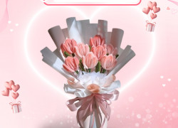 Bó hoa Tulips handmade kẽm nhung – sang trọng và tinh tế