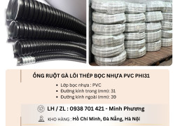 Ống ruột gà lõi thép bọc nhựa PVC phi31 Đà Nẵng, Bình Định, Quảng Trị