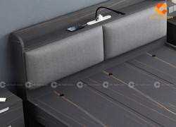 Giường Ngủ Gỗ Công Nghiệp Bọc Đầu Nệm Chân Cao Hiện Đại