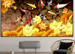 Gạch tranh cửu ngư đồ quần hội HP724