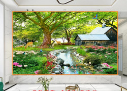 Gạch 3d tranh gạch men ốp tường đẹp phòng khách HP6284