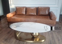 Bàn sofa mặt đá oval chân mạ màu vàng TS0962B-12E tại HCM