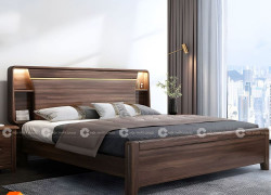 Giường Ngủ Gỗ Tự Nhiên Màu Nâu Vân Gỗ Đậm