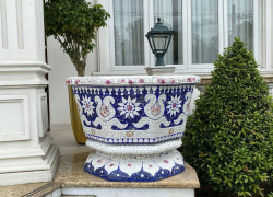 Chậu khảm miểng , cẩn miểng chén dĩa , đắp sành sứ thủ công mỹ nghệ Thủ Đức