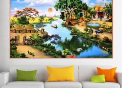 Gạch tranh làng quê 3d