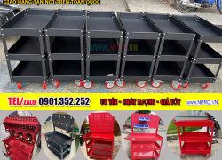 Xe chứa dụng cụ 3 khay, có bánh xe và tay cầm tiện dụng