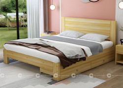 Giường Ngủ Gỗ Tự Nhiên Chân Thấp Hiện Đại Giá Xưởng