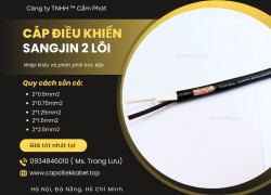 Cáp điều khiển Sangjin 2x0.5/2x0.75/2x1.25/2x1.5/2x2.5 Bình Dương, Đồng Nai, HCM