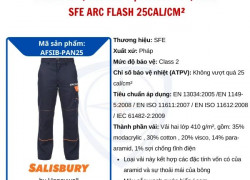 Quần bảo hộ chống hồ quang sfe arc flash afsib-pan25 25cal/cm²