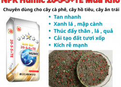 Phân bón NPK humic 20-5-5+ TE mùa khô chuyên dùng cây hồ tiêu & cafe