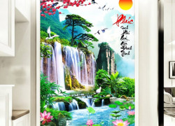Tranh gạch men thác nước