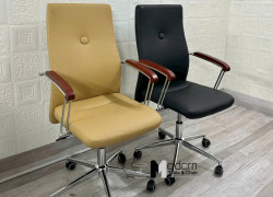 Ghế làm việc nệm PVC tay ốp gỗ CE4103-P1 tại HCM