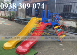 Cầu trượt máng đôi, cầu trượt đôi mầm non 2 máng song song