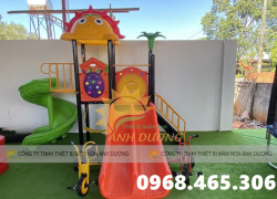 Cầu trượt trẻ em có mái che, bộ cầu trượt liên hoàn trẻ em, cầu trượt xích đu liên hoàn