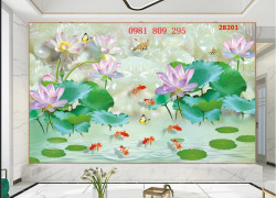 Tranh gạch , gạch 3d hoa sen sứ ngọc