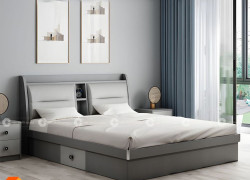 Giường Ngủ Gỗ Công Nghiệp Tích Hợp Kệ Đầu Giường Thông Minh