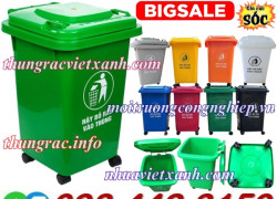 Thùng rác nhựa 60 lít nắp kín 4 bánh xe - nhiều màu phân loại rác