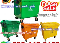 Thùng rác 1100 lít nhựa HDPE 4 bánh xe