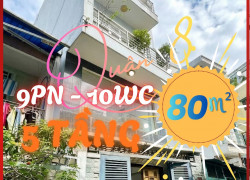 NHÀ NỞ HẬU 80m² QUẬN 8, 5 TẦNG, NHỈNH 8 TỶ, 9PN, 10WC, BÌNH ĐÔNG