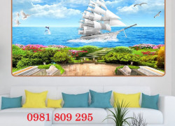 Gạch ốp tường, tranh thuyền buồm đẹp 3d