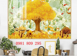 Tranh gạch 3d cây tiền vàng