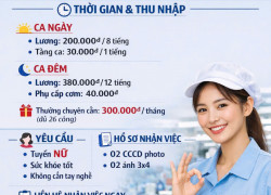  CẦN GẤP LAO ĐỘNG PHỔ THÔNG (NỮ) – ĐI LÀM NGAY